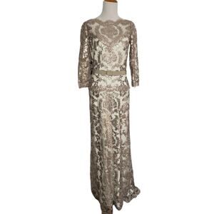 NWT Tadashi Shoji Women Formal Gown Paillette Sequin Lace Wedding Glam 4